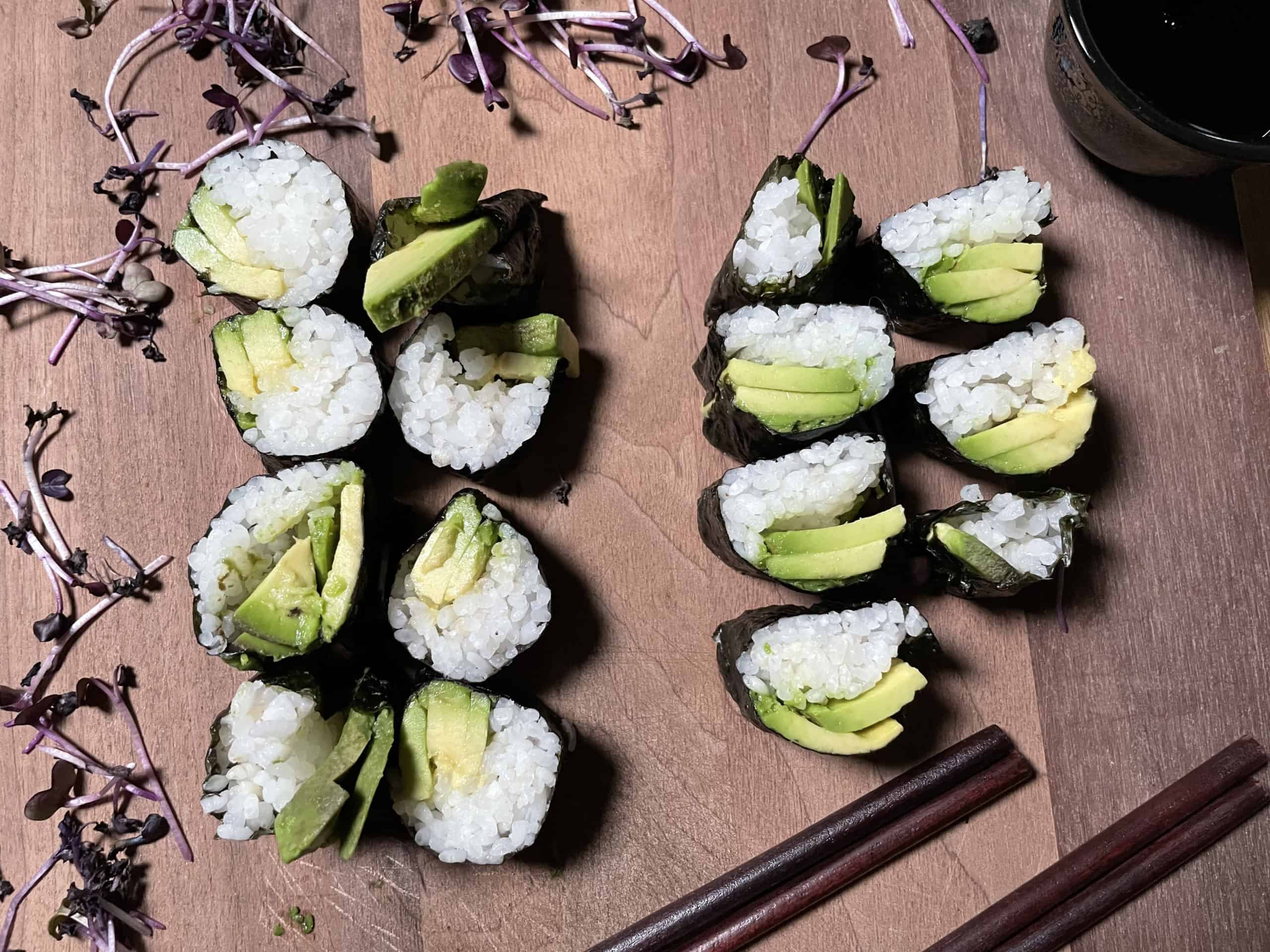 Avocado Sushi Serviervorschlag